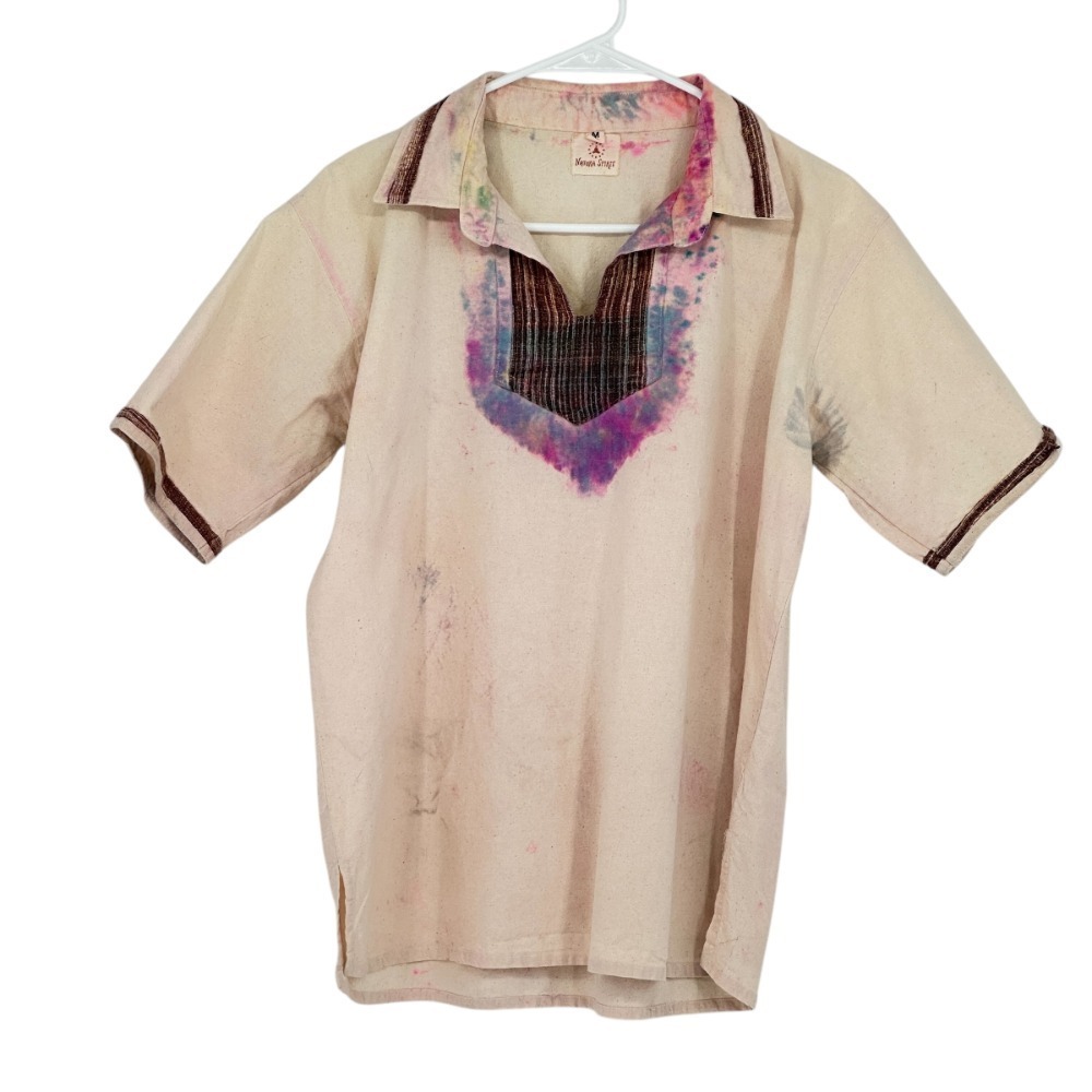 Natura Spirit Tie Dye Shirt‎ Boho Hippie Festival Top Short Sleeve M